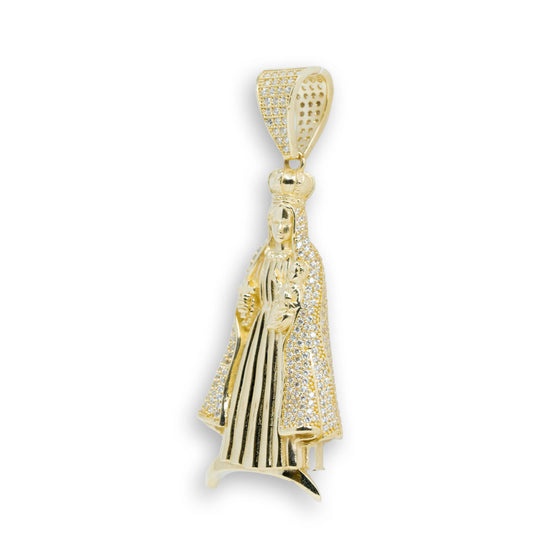 Lady of Charity Pendant - 10k Gold| GOLDZENN- Showing the other side view detail of the pendant.