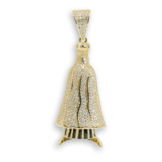 Lady of Charity Pendant - 10k Gold| GOLDZENN- Showing the back detail of the pendant.