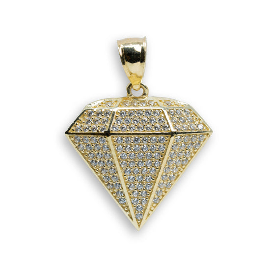 Diamond Shaped CZ Pendant - 10k Gold| GOLDZENN- Showing the pendant's full detail.