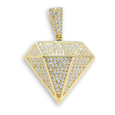 CZ Diamond Shaped Pendant - 14k Gold| GOLDZENN- Full detail of the pendant.