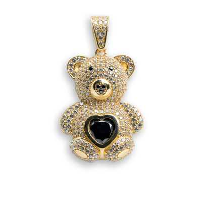 Black Teddy Bear Pendant - 14k Gold| GOLDZENN- Full detail of the pendant.