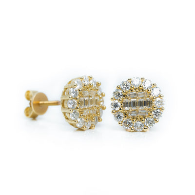 Patterned Moissanite Stud Earring - 10k Yellow Gold| GOLDZENN(Full details of the earrings.)