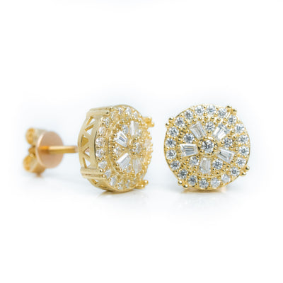Flower Moissanite Stud Earrings - 10k Yellow Gold| GOLDZENN(Full details of the earrings).