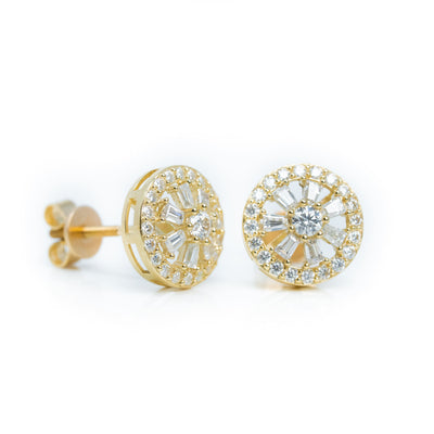 Circular Moissanite Stud Earring - 10k Yellow Gold| GOLDZENN(Full details of the earrings).