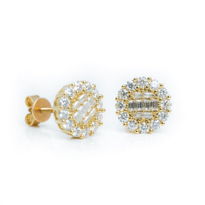 Baguette Cut Stud Earrings - 10k Yellow Gold| GOLDZENN(Full details of the earrings).
