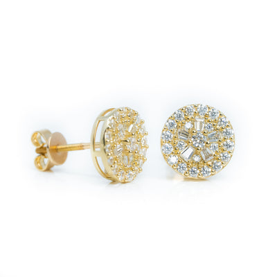 Star Stud Earring Circular Moissanite  - 10k Yellow Gold | GOLDZENN(Full details of the earrings).