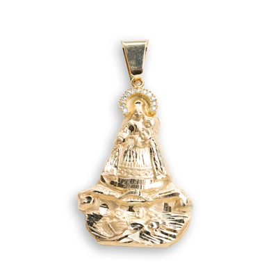 Caridad Del Cobre Pendant- 14k Solid Gold| GOLDZENN- Showing the pendant's full detail.