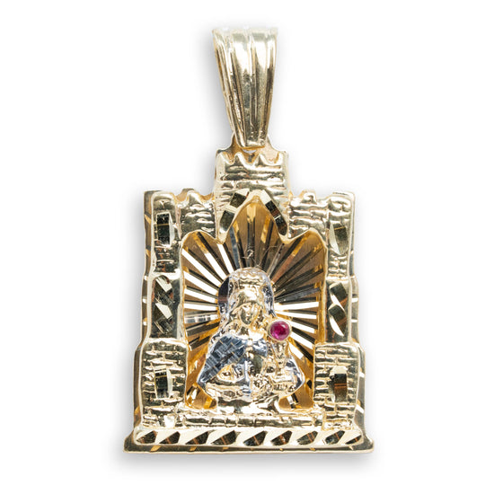 St Barbara Castle Shaped Pendant - 10k Solid Gold| GOLDZENN- Full detail of the pendant.