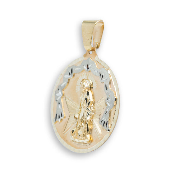 St. Lazarus Round Ornamental Pendant – 10k Solid Gold Men's Pendant