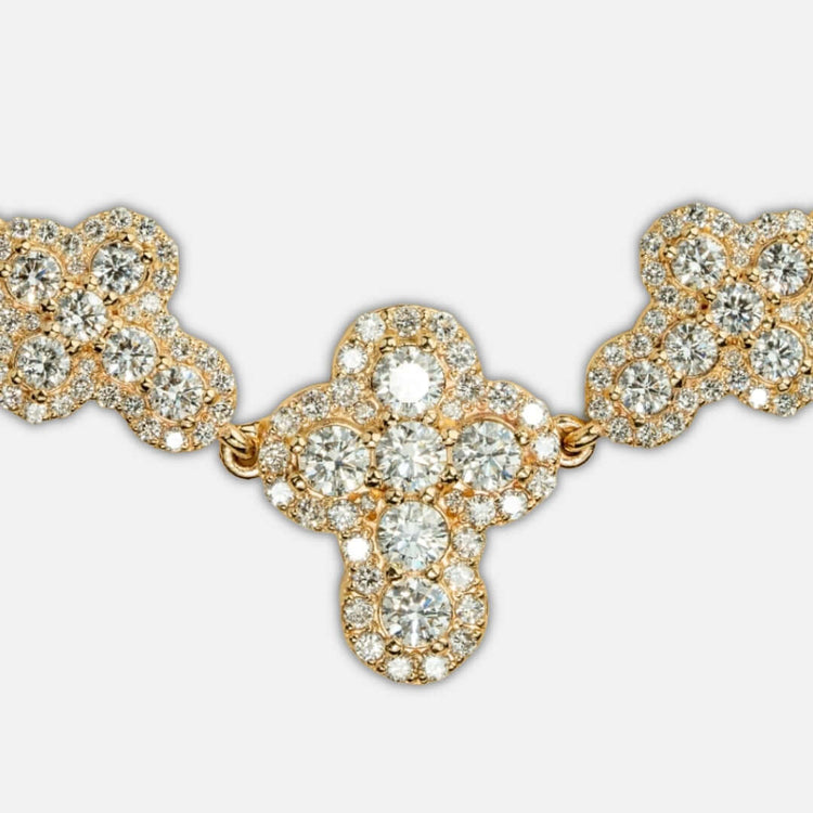 A close-up of the Diamond Chain - Cross Shaped 10K 22" necklace, showcasing its cross-shaped pendant adorned with sparkling lab-grown diamonds, set against a plain white background.