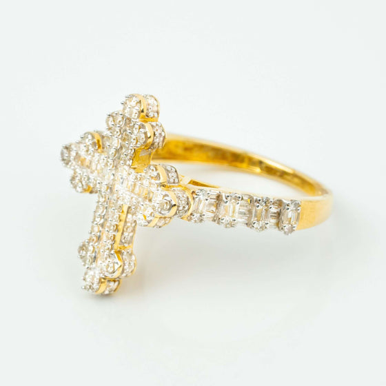 10k Pincky Natural Diamond Cross RingCelebrate faith with the 10K Pinky Natural Diamond Cross Ring. Crafted in 10K gold with sparkling diamonds, it’s a perfect blend of style and meaning.