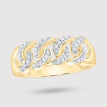  Diamond 1/4ctw Cuban Link Ring - 10k Yellow Gold