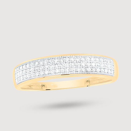 Men's Diamond Wedding Ring Band in 10k Yellow Gold. Featuring 1/5ctw Natural Round Diamonds. | GOLDZENN