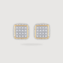  1/4CTW Diamond Fashion Micro Pave Square Earrings - 10K Yellow Gold