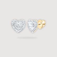  1/10CTW Diamond Fashion Gift Heart Stud Earrings - 10K Gold