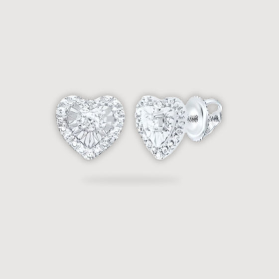 1/10CTW Diamond Fashion Gift Heart Stud Earrings - 10K Gold