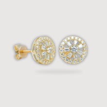  Circular Moissanite Stud Earring - 10k Yellow Gold