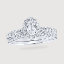  1.0CTW Oval Diamond Halo Bridal Wedding Ring - 14k Gold