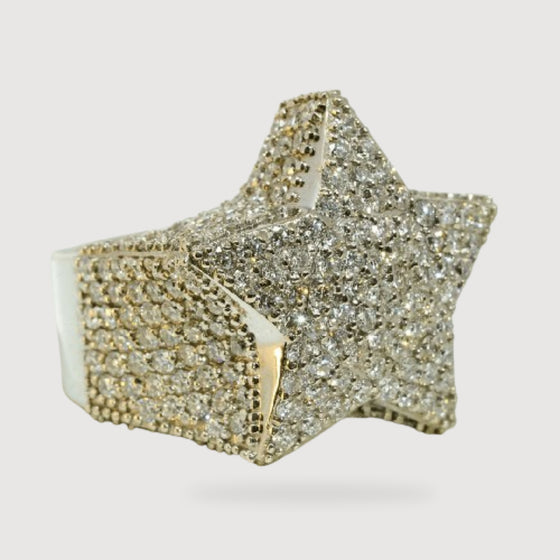 7.03 CTW Lab Diamond Star Ring – 14K Yellow Gold