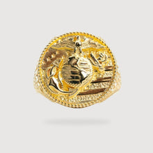  USMC Eagle Globe and Anchor Ring – 14k Solid GoldCelebrate courage with our 14k solid gold USMC ring. This men's gold ring features the iconic Eagle, Globe, and Anchor symbol.