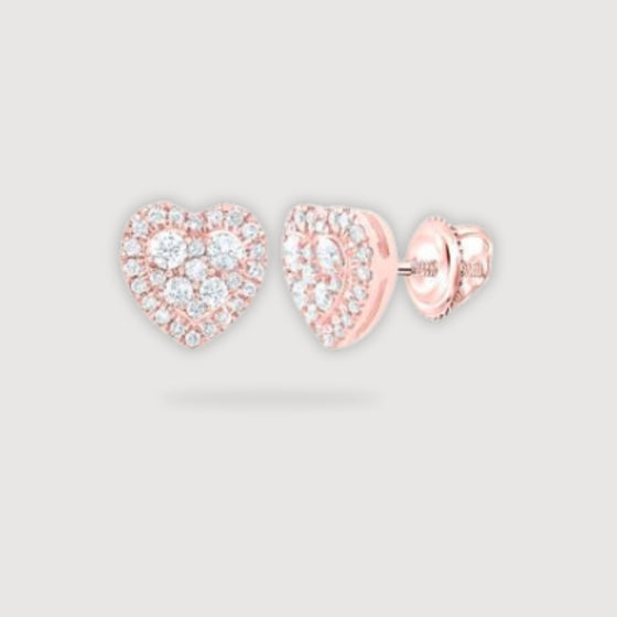 1/2CTW Diamond Fashion  Heart Earrings - 14K Gold