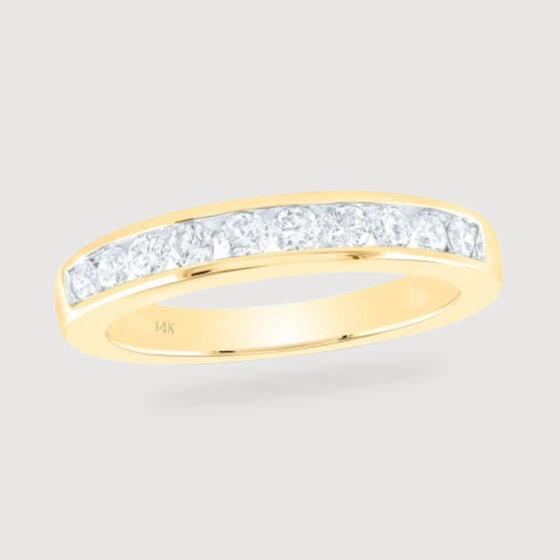 1/2CTW Round Diamond Anniversary Wedding Channel Engagement Ring Band - 14K Yellow Gold