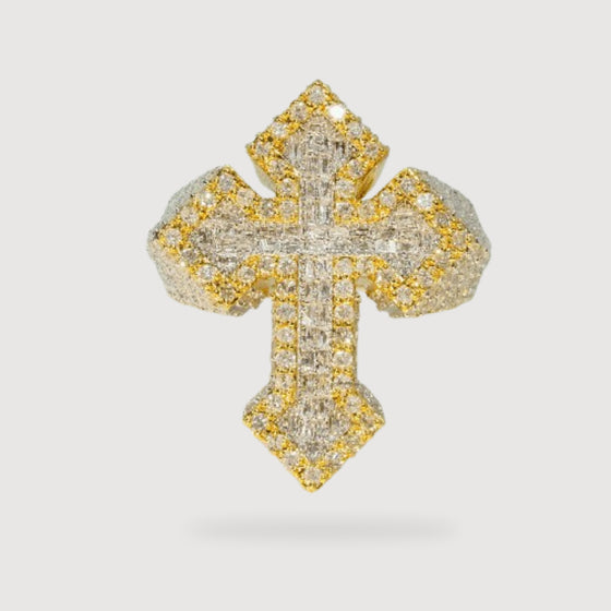 4.12 CTW Cross Cluster Diamond Ring – 14K Gold