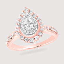  5/8CTW Pear Diamond Halo Bridal Engagement Ring- 14K Rose Gold