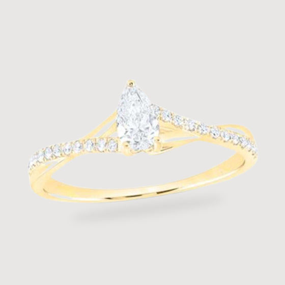 Pear Diamond Solitaire Bridal Engagement Ring - 14k Gold