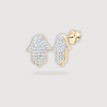  1/5CTW Round Diamond Hamsa Earrings - 10K Yellow Gold