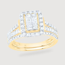  7/8CTW Diamond Fashion Bridal Engagement Wedding Ring Set- 10K Yellow Gold