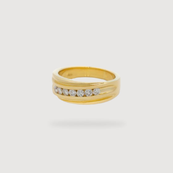 Multi-Stone Diamond Wedding Ring - 14k Yellow Gold