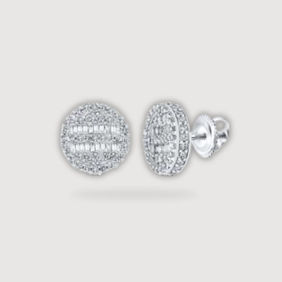 3/4CTW Baguette Diamond Circle Earrings - 10K Gold