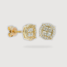  Moissanite Princess Cut Stud Earrings - 10k Yellow Gold