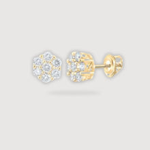  3/4CTW Round Diamond Flower Cluster Earrings - 10K Yellow Gold