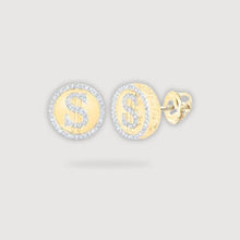  1/2CTW Round Diamond Dollar Sign Cluster Stud Earrings - 10K Yellow Gold