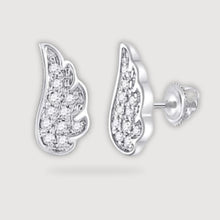  1/20CTW Round Diamond Angel Wing Stud Earrings - 14K White Gold