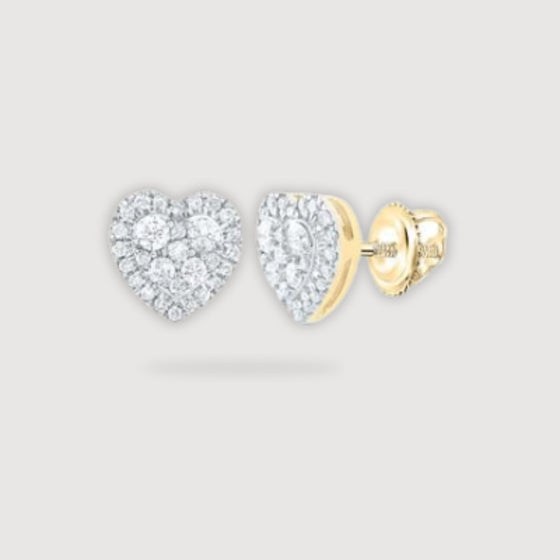 1/2CTW Diamond Fashion  Heart Earrings - 14K Gold