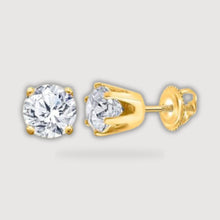  1/6CTW Unisex Round Diamond Solitaire Stud Earrings - 14k Yellow Gold