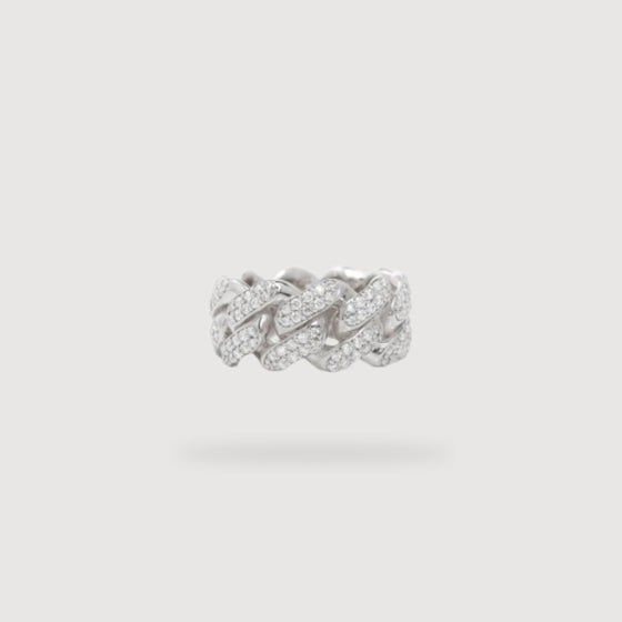 Lab Grown - 10mm - Iced Cuban Link Ring in Solid Gold