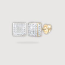  1/2CTW Round Diamond Square Stud Earrings - 10K Yellow Gold