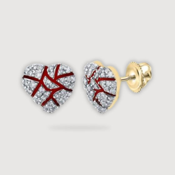 1/2CTW Round Diamond Broken Heart Cluster Stud Earrings - 10K Yellow Gold