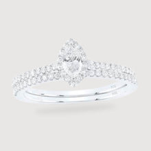  1/2CTW Marquise Diamond Halo Bridal Wedding Ring Set - 14k White Gold