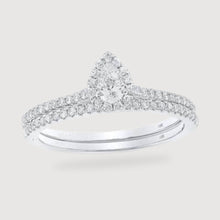  1/2CTW Pear Diamond Halo Bridal Wedding Ring Set - 14k White Gold