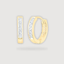  1/8CTW Round Diamond Hoop Channel Earrings - 10K Yellow Gold