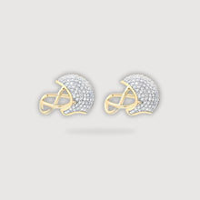  3/8CTW Round Diamond Football Helmet Fashion Stud Earrings - 10K Yellow Gold