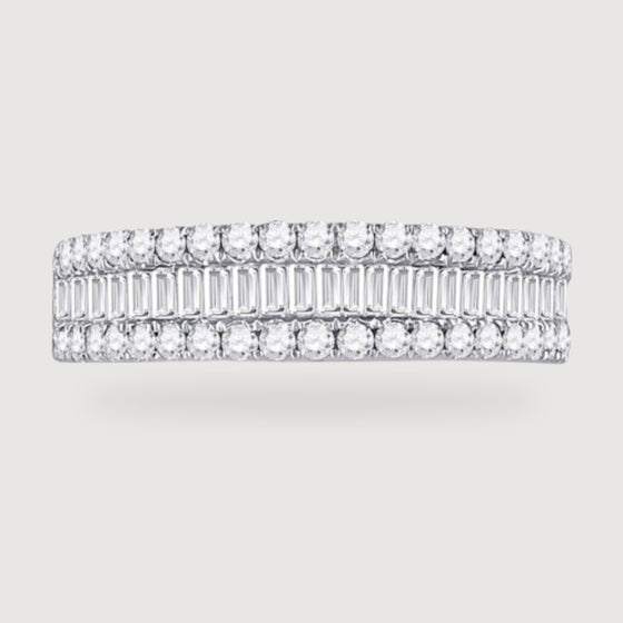 1CTW Baguette Diamond Anniversary Wedding Engagement Ring Band - 14K White  Gold