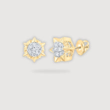  1/5CTW Diamond Starburst Cluster Earrings - 10K Yellow Gold