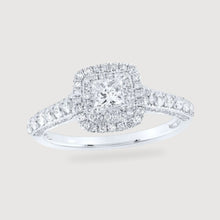  1.0CTW Princess Diamond Halo Bridal Engagement Ring - 10k Gold