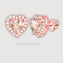  1-1/2CTW Morganite Heart Diamond Stud Earrings - 10K Rose Gold